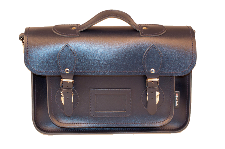 Zatchels Classic Navy Leather Briefcase Satchel 13