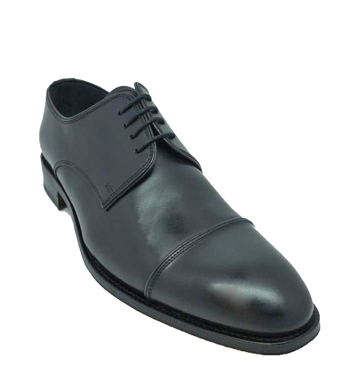 John White Finsbury Capped Lace Up Shoe in Black Calf