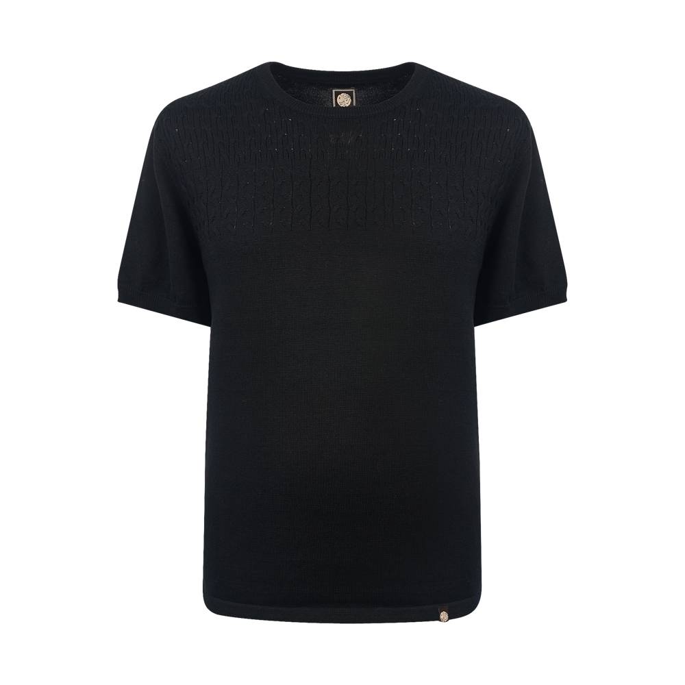 Pretty Green Edale Cable T-Shirt In Black