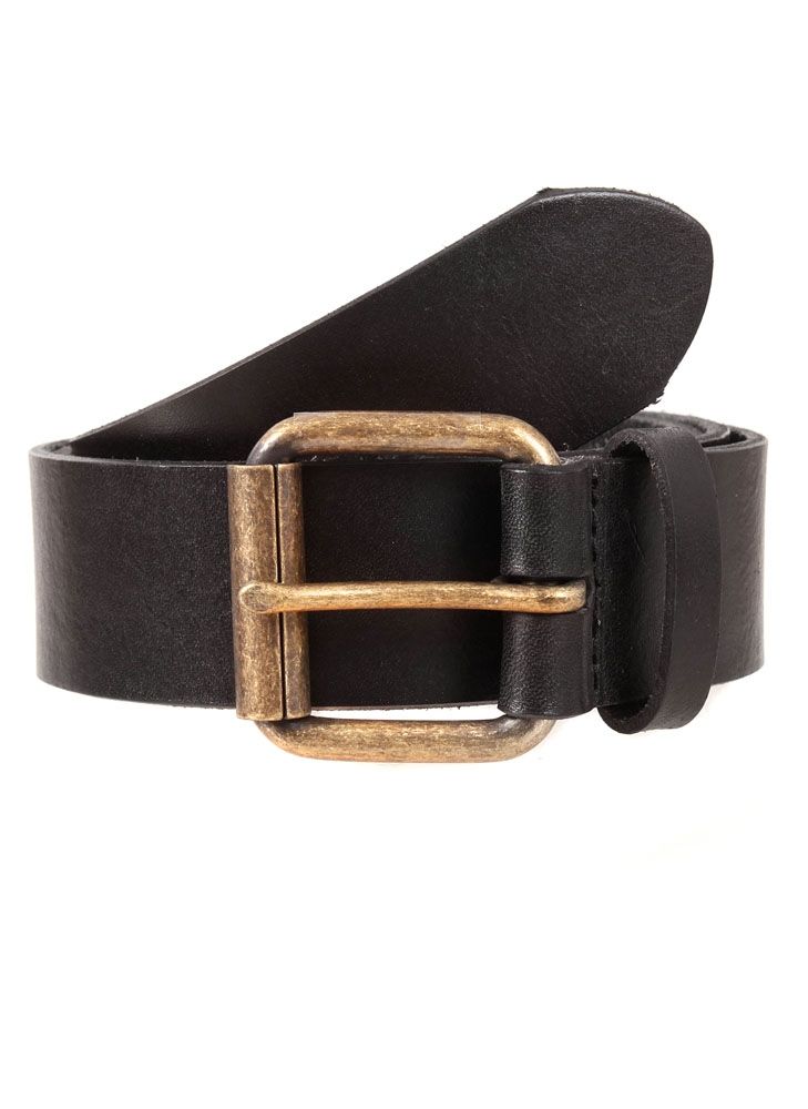 Dents Brass Buckle Waxed Leather Belt In Black