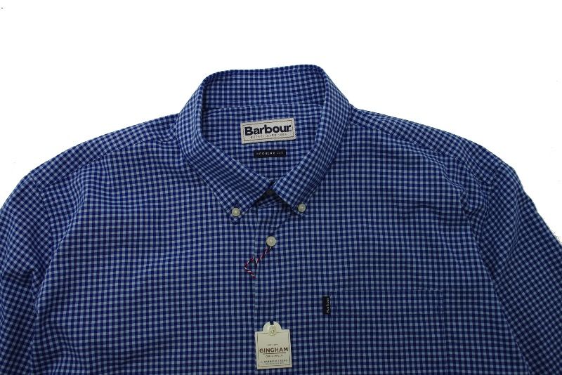 barbour navy check shirt