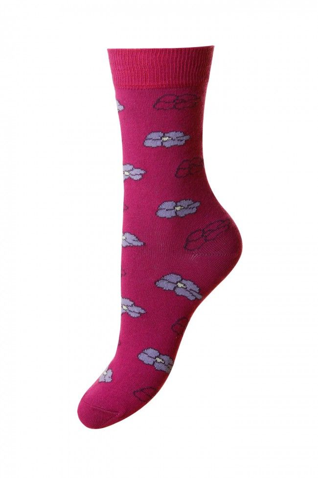 Hj Hall Cascade Floral Supersoft Bamboo Socks In Fuchsia