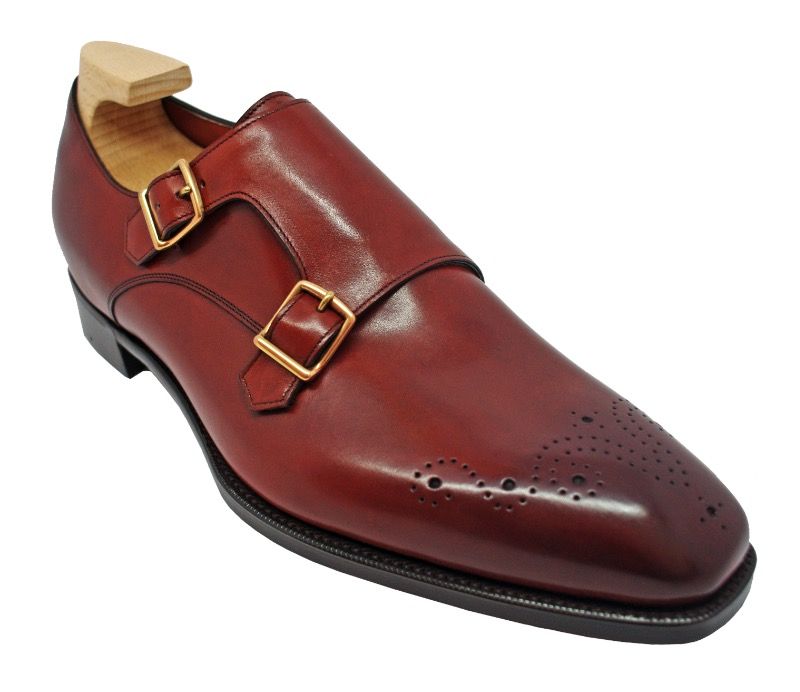 Grosvenor Double Buckle Monk Shoes in Vintage Cherry Calf.jpg