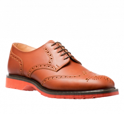 Solovair 5 Eye Gibson Brogue in Brown Red Sole
