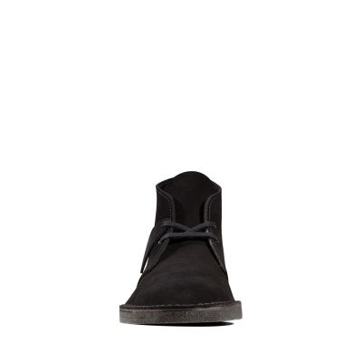 Clarks desert boots black leather hotsell