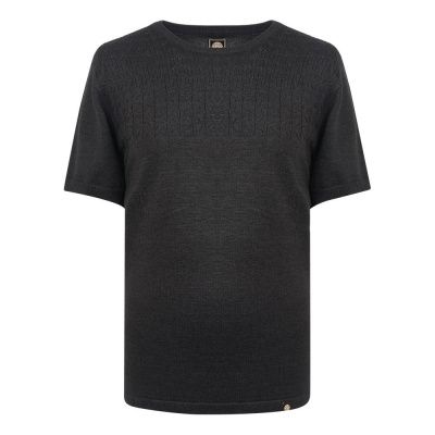 Pretty Green Edale Cable T-Shirt In Grey Marl